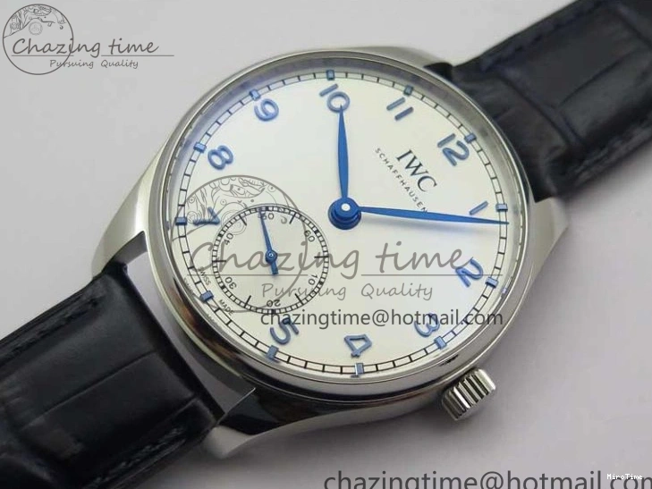 MIROTIME 0411 Packable Portuguese IW358304 ZF 1:1 Best Edition SS White Dial Blue Markers on Leather Strap A 7079